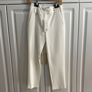 White High-Waisted Trousers